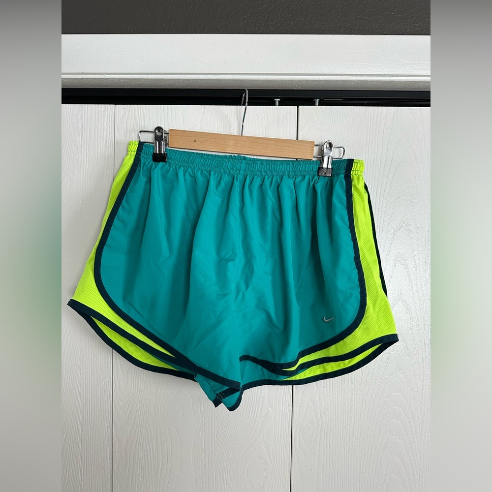 Women's Teal and Neon Yellow Running Shorts